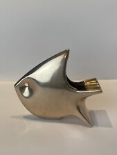 ANDRE BLOC - SOLID BRASS ANGELFISH ASHTRAY SCULPTURE MID CENTURY 1950 picture