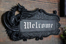 Medieval Gothic Dragon Welcome Wall Plaque 14.75