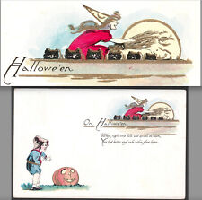 On Halloween Witch 1915 Fairman Pink of Perfection FA9 Boy JOL 6x Cats PostCard picture