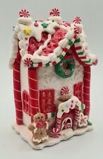 Gingerbread Boy Town House White Red Candy  LED Light Up Clay-dough 5.5
