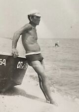 Shirtless Man Trunks Bulge Tattoo Handsome Guy Gay Interest Vintage Photo picture