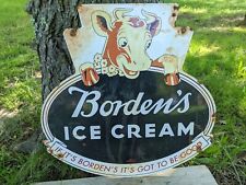 VINTAGE 1957 BORDEN'S ICE CREAM PORCELAIN ADVERTISING GAS STATION SIGN 20