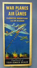 Rare 1944 Sunoco WWII War Planes & Air Lanes Chart/Map Gas Station Folding Map picture