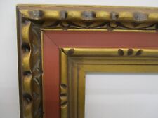 Vintage/Old Carved Solid Wood Pic Frame Gold & Rust Color Fits Pic 10