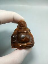 44mm Hand Carved Tiger Eyes Stone Happy Buddha Statue 100%Authentic NaturalStone picture