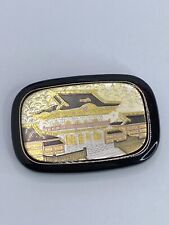 Vintage Japanese Chokin Art Mirror Compact Dual Sided Black picture