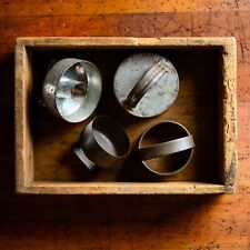 Vintage Set of Four 4 Donut Hole Steel Tin Cookie Biscuit Cutters Primitive picture