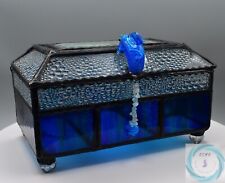 Ocean Blue Dolphin Keepsake Stained Glass Box - Ships Fast picture