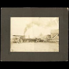 STEAM TRACTOR AND HAY LOADING WISCONSIN 1907 antique cabinet silver photograph picture