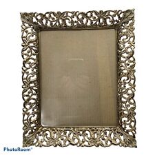 Molded Metal Picture Frame Motif Worked Free Standing 7.5in x 9.5in Picture picture
