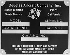 Douglas Aircraft Company Data Plate, Santa Monica Plant, WWII Aviation  DPL-0119 picture