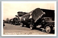 RPPC Postcard 12 Log Trucks Giant Douglas Fir Drug Store Snohomish WA c1940s UNP picture