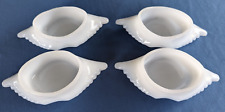 4 vintage milk glass GLASBAKE J-116 crab cake baking dish, melted butter dish picture