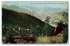 1910 Long Peak From Estes Park Trees Scene Haxtum Colorado CO DPO Postcard picture