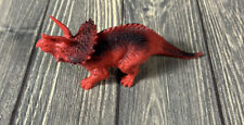 Red Triceratops Dinosaur Figure Figurine Toy 6.25” picture