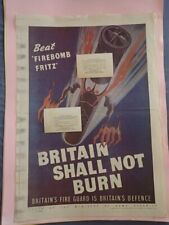 WORLD WAR II PROPAGANDA POSTER LONDON PAPER FIREBOMB FRITZ BRITAIN NOT BURN 1940 picture