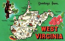 West Virginia Map Vintage Postcard Unposted picture