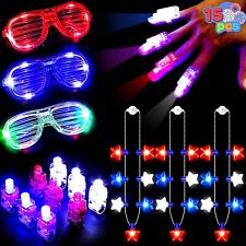 15Pcs 4th of July Party Accessories of LED Glasses Necklaces Finger Lights picture