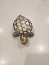 Vintage Brass Turtle Mother Pearl Beautiful Trinket Box picture