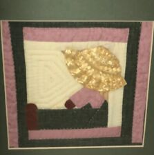 Vintage Quilt Square Straw Hat Baby Framed Wall Art Hanging ￼farmhouse Fun picture