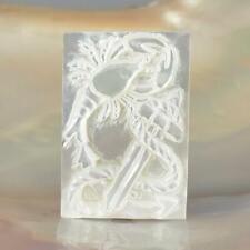White Mother-of-Pearl Shell Carving Rectangular Marine Design Cabochon 2.57 g picture