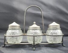 Vintage Pair Salt & Pepper Shakers, Condiment Set Silver Plated Made in England picture
