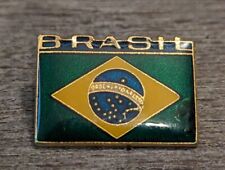 Vintage Gold Tone Metal/Enamel Brasil Flag  Lapel Pin picture