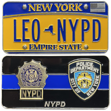 NYPD New York License Plate Thin Blue Line Police Detective Challenge Coin BL13- picture