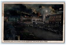 c1910's Broadway And Ocean Echo By Moonlight Salisbury Beach MA Antique Postcard picture