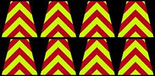 8 Reflective Fluorescent Yellow and Red Chevron Fire Helmet Tetrahedrons Tets picture