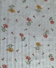 Vintage Seersucker Cotton Floral Fabric W25”xL1.3Yds Pink and Yellow Sunflowers picture