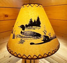 Rustic Oiled Kraft Lamp Shade with Loon on Lake Design - 18