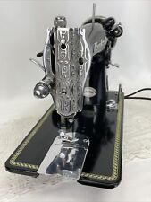 SERVICED Heavy Duty Vtg Singer 15 Clone Sewing Machine KNEE LEVER Black, Leather picture
