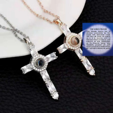 Prayer Silver Cross Pendant With Nano Engraving | Prayer projection Necklace picture