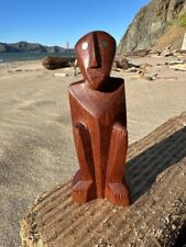 Vintage PALAU Caroline Island Micronesia carved wood Seated Ancestral FIGURE picture
