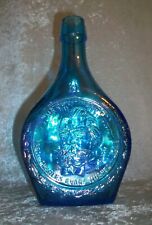 Vintage 1971 Wheaton Charles Evans Hughes Blue Iridescent Glass Decanter Bottle picture