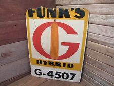 Vintage Farm Sign FUNK'S  HYBRID Corn Sign Farmhouse Antiques Advertising picture