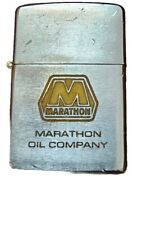 Vintage 1967 Marathon Oil Gas Advertising Chrome Zippo Lighter picture