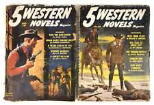 5 Western Novels Mag, Lot of 2, Aug 1952 & Feb 1953, Pulp Fiction, Acceptable picture