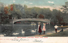 Swan Pond, Central Park, Manhattan, New York City, Early Postcard, Used  picture