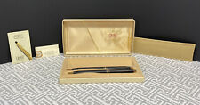 VINTAGE CROSS WOMENS MATTE BLACK GOLD PEN  WITH LEATHER HOLDER AND BOX NEW picture