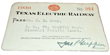 1930 TEXAS ELECTRIC RAILWAY EMPLOYEE PASS #984 picture