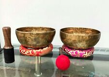 9 inches Diameter Singing Bowl - Third Eye-Scaral Chakra Note D & A Bowls Nepal picture