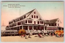 1951 OCEAN CITY MD HAMILTON HOTEL BOARDWALK & 3rd STREET HANDCOLORED POSTCARD picture