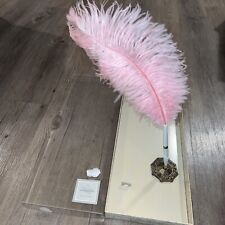 Vintage Pink Feather Pen Desk Set Plume Filagree Quill Holder HALLMARK Wedding picture