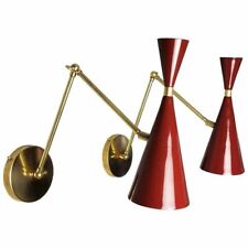 Pair of Modern Blood Red Enamel Monolith Reading Lamps Adjustable Wall Sconces  picture