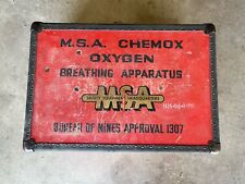 MSA Chemox Oxygen Breathing Apparatus Mask Bureau Of Mines 1307 w/ Case Vintage picture