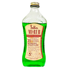Vintage Rubbing Alcohol Glass Bottle Wintergreen Compound Satin Mi Rub 1 Pint picture