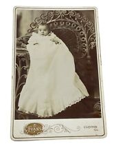 1800's Cabinet Card Portrait of a Baby in a Peacock Wicker Chair 4x6 Illinois picture