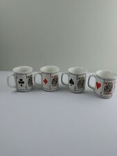 Royal Flush Cards Poker Coffee Mug Set of 4 Hearts Diamonds Clubs Spades Vintage picture